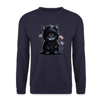Feel epic with the ninja cat - Unisex Sweatshirt - navy - Front - Alina (178cm) & Michal (187cm)