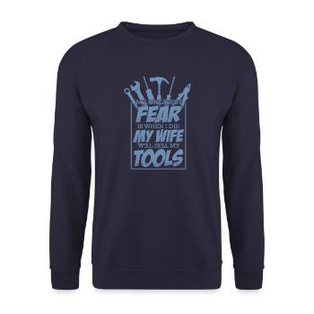 Handwerker Angst Frau verkauft mein Werkzeug - Unisex Pullover - Navy - Vorne - Alina (178cm) & Michal (187cm)