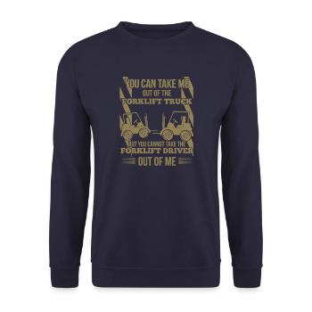 Gabelstaplerfahrer Spruch lustig Lager Logistik - Unisex Pullover - Navy - Vorne - Alina (178cm) & Michal (187cm)