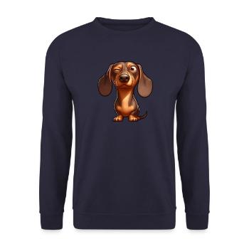 Dachshund cartoon funny cheeky ironic - Unisex Sweatshirt - navy - Front - Alina (178cm) & Michal (187cm)