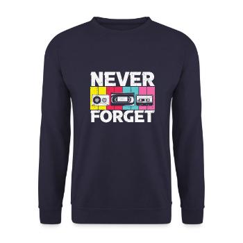 Kassette Diskette VHS Retro Kindheitserinnerung - Unisex Pullover - Navy - Vorne - Alina (178cm) & Michal (187cm)