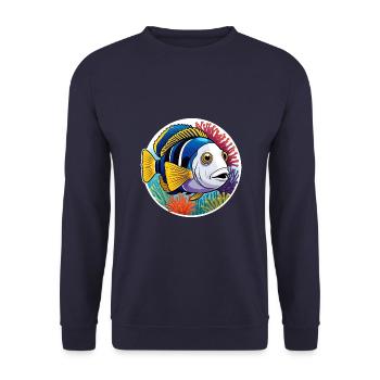 Colorful coral fish and sea anemones - Unisex Sweatshirt - navy - Front - Alina (178cm) & Michal (187cm)
