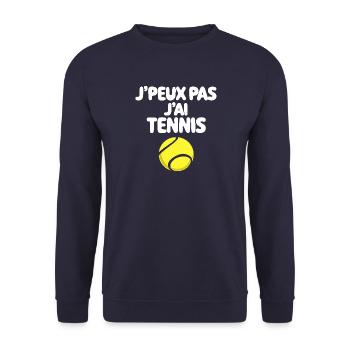 j'peux pas j'ai tennis, logo balle de tennis - Sweat-shirt Unisexe - marine - Devant - Alina (178cm) & Michal (187cm)