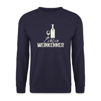 Echter Weinkenner, Weisswein Wein - Unisex Pullover - Navy - Vorne - Alina (178cm) & Michal (187cm)