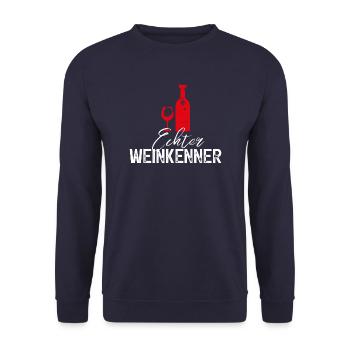 Rotwein Wein, Echter Weinkenner - Unisex Pullover - Navy - Vorne - Alina (178cm) & Michal (187cm)
