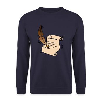 Schriftsteller Autor Tintenschrift Feder Geschenk - Unisex Pullover - Navy - Vorne - Alina (178cm) & Michal (187cm)