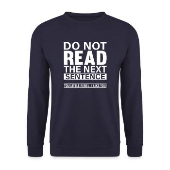 Rebel Humor Tee: Defy The Ordinary - Unisex Sweatshirt - navy - Front - Alina (178cm) & Michal (187cm)