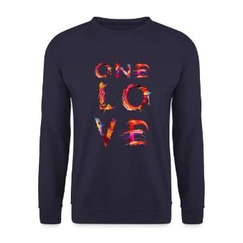 One Love for unity and peace - Unisex Sweatshirt - navy - Front - Alina (178cm) & Michal (187cm)