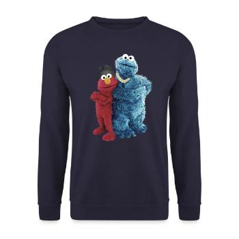 Sesame Street Gangster Pose Cookie Monster Elmo - Unisex Sweatshirt - navy - Front - Alina (178cm) & Michal (187cm)