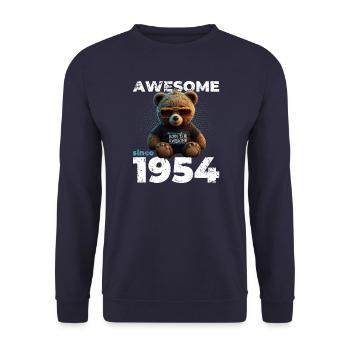 70th Birthday Original 1954 Vintage 1954 Bear Cute - Unisex Sweatshirt - navy - Front - Alina (178cm) & Michal (187cm)