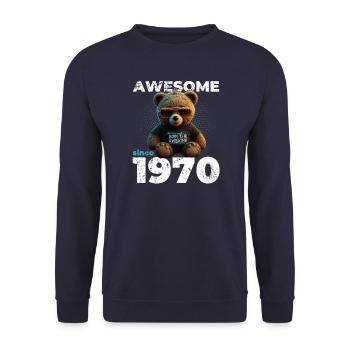 55. Geburtstag Original 1970 Jahrgang 1970 Bär süß - Unisex Pullover - Navy - Vorne - Alina (178cm) & Michal (187cm)
