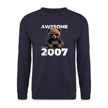 18th Birthday Original 2007 Vintage 2007 Bear Cute - Unisex Sweatshirt - navy - Front - Alina (178cm) & Michal (187cm)