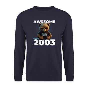 21. Geburtstag Original 2003 Jahrgang 2003 Bär süß - Unisex Pullover - Navy - Vorne - Alina (178cm) & Michal (187cm)