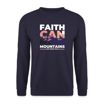 Faith can move Mountains, christliches Geschenk. - Unisex Pullover - Navy - Vorne - Alina (178cm) & Michal (187cm)