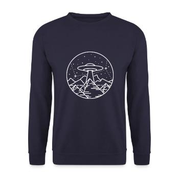 UFO with pyramid gift idea white - Unisex Sweatshirt - navy - Front - Alina (178cm) & Michal (187cm)