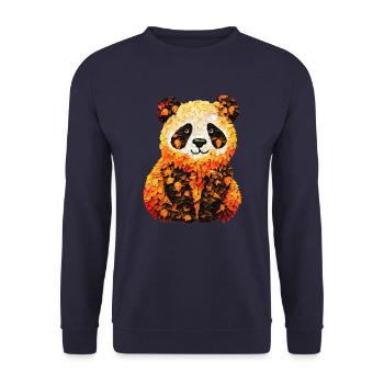 Süßer Panda im Herbstlaub - Unisex Pullover - Navy - Vorne - Alina (178cm) & Michal (187cm)