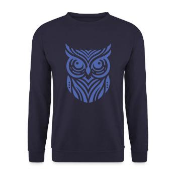 Minimalist Owl Silhouette Design - Unisex Sweatshirt - navy - Front - Alina (178cm) & Michal (187cm)
