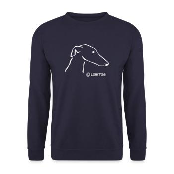 Greyhound head - Unisex Sweatshirt - navy - Front - Alina (178cm) & Michal (187cm)