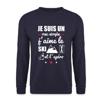 j'aime la ski et l'apéro, cadeau skieur, alcool - Sweat-shirt Unisexe - marine - Devant - Alina (178cm) & Michal (187cm)