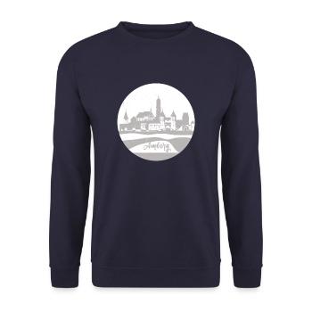 amberg,skyline,grey,circle,silhouette - Unisex Sweatshirt - navy - Front - Alina (178cm) & Michal (187cm)