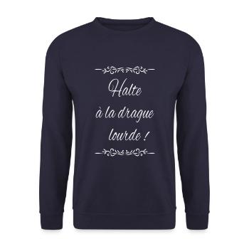 Stop the heavy drag! - Unisex Sweatshirt - navy - Front - Alina (178cm) & Michal (187cm)