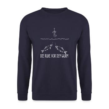 Sturm versus Wurm - die Ruhe vor dem Wurm - Unisex Pullover - Navy - Vorne - Alina (178cm) & Michal (187cm)