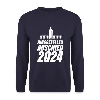 Junggesellen Abschied 2024 - Unisex Pullover - Navy - Vorne - Alina (178cm) & Michal (187cm)