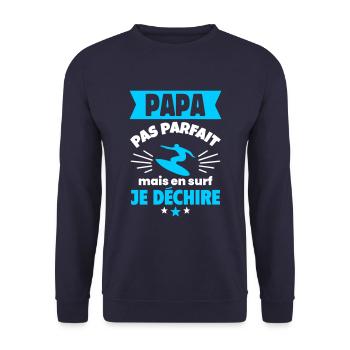 Papa pas parfait, mais en surf je déchire - Sweat-shirt Unisexe - marine - Devant - Alina (178cm) & Michal (187cm)