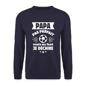 Papa pas parfait, mais au foot je déchire - Sweat-shirt Unisexe - marine - Devant - Alina (178cm) & Michal (187cm)