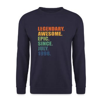 25th Birthday, July 1998, 25 Year Anniversary - Unisex Sweatshirt - navy - Front - Alina (178cm) & Michal (187cm)