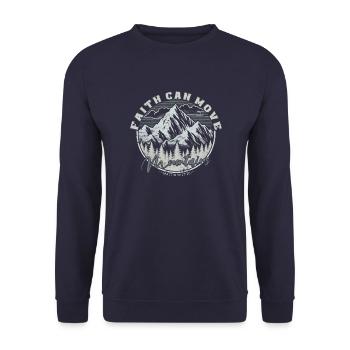 Faith can move Mountains, Christian gift. - Unisex Sweatshirt - navy - Front - Alina (178cm) & Michal (187cm)