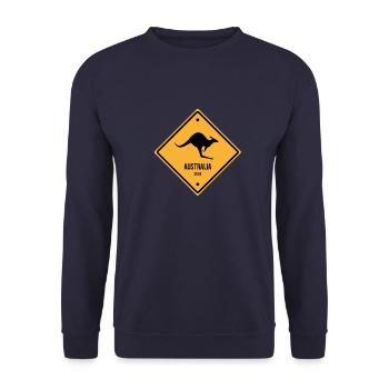 Voyage en Australie - Panneau routier Kangourou - 2018 - Sweat-shirt Unisexe - marine - Devant - Alina (178cm) & Michal (187cm)