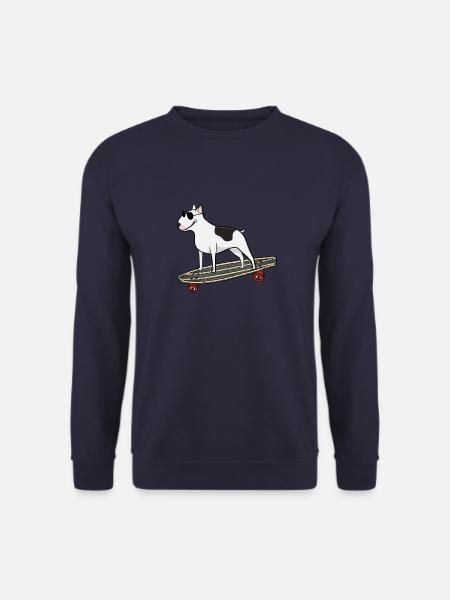 Skating Bullterrier - Skateboard Longboard Dog - Unisex Sweatshirt - navy