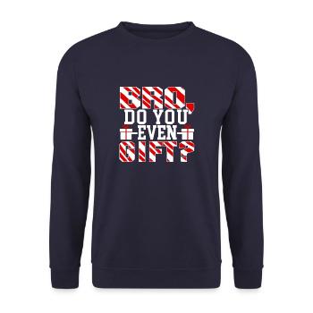 Bro, Do You Even Gift? Funny Christmas - Unisex Sweatshirt - navy - Front - Alina (178cm) & Michal (187cm)