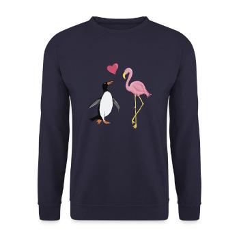 Penguin and Flamingo BFFs - Unisex Sweatshirt - navy - Front - Alina (178cm) & Michal (187cm)