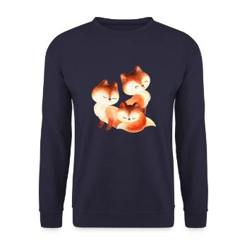 Fuchs Füchse Foxy Waldtier niedlich Rotfuchs süß - Unisex Pullover - Navy - Vorne - Alina (178cm) & Michal (187cm)
