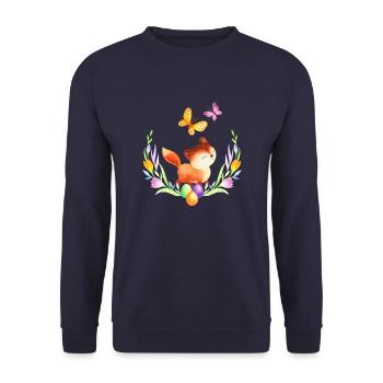 Easter fox spring spring flowers nature spring - Unisex Sweatshirt - navy - Front - Alina (178cm) & Michal (187cm)