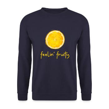 Feelin´ Fruity. Fresh Fruit Orange Summer Splash - Unisex Sweatshirt - navy - Front - Alina (178cm) & Michal (187cm)