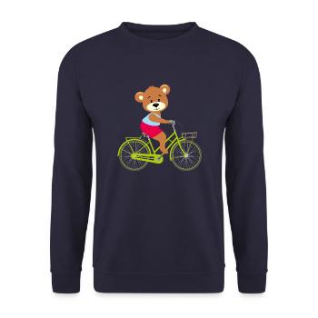 Cute cartoon bear boy rides a bicycle - Unisex Sweatshirt - navy - Front - Alina (178cm) & Michal (187cm)