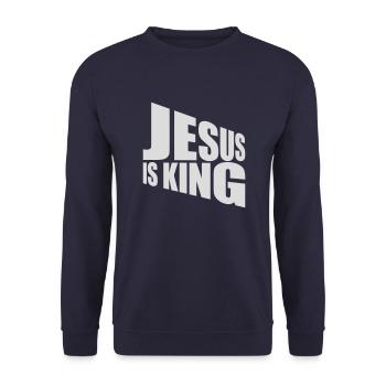 jesus is king quote - Unisex Sweatshirt - navy - Front - Alina (178cm) & Michal (187cm)