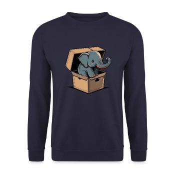 Mignon éléphant dans une boîte - Sweat-shirt Unisexe - marine - Devant - Alina (178cm) & Michal (187cm)