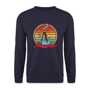Telescope Hobby Astronomy Stars Planets - Unisex Sweatshirt - navy - Front - Alina (178cm) & Michal (187cm)