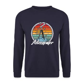 Telescope Hobby Astronomy Stars Planets - Unisex Sweatshirt - navy - Front - Alina (178cm) & Michal (187cm)