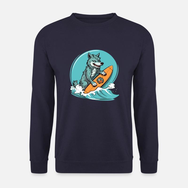 Hudson the surfer wolf - Unisex Sweatshirt - navy