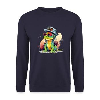 Kijo der Streuer - Unisex Pullover - Navy - Vorne - Alina (178cm) & Michal (187cm)