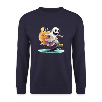 Skater Ghost - blank - Unisex Sweatshirt - navy - Front - Alina (178cm) & Michal (187cm)
