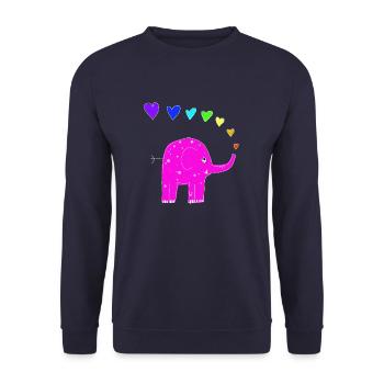 Regenbogenelefant - Unisex Pullover - Navy - Vorne - Alina (178cm) & Michal (187cm)