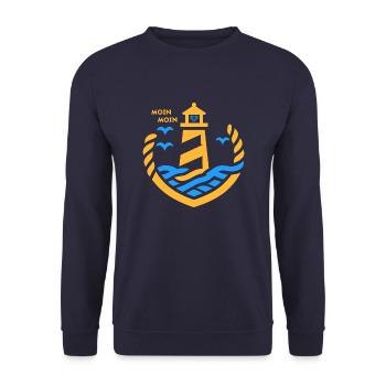 Moin Moin + Phare avec coeur - Sweat-shirt Unisexe - marine - Devant - Alina (178cm) & Michal (187cm)