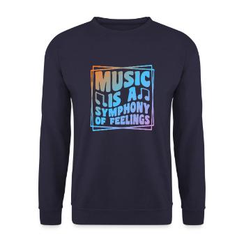 Music Is A Symphony Of Feeling - Unisex Pullover - Navy - Vorne - Alina (178cm) & Michal (187cm)