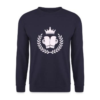boxing boxen wappen - Unisex Pullover - Navy - Vorne - Alina (178cm) & Michal (187cm)